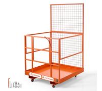 VEVOR Gabbia di Sicurezza per Carrello Elevatore, 122,5 x 114,8 cm, Gabbia Operatore Carrello Elevatore, Portata 635 kg, con 4 Ruote, Serratura e Foro di Drenaggio, per Lavori in Quota e Sollevamento