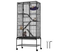 VEVOR Gabbia per Animali in Metallo Rotelle 1755 mm, Grande Gabbia Critter Nation a 4 Livelli, Facile Installare Gabbia per Animali con Rampe e Vassoio, Ruote Bloccabili, Ampio Ripiano di Stoccaggio