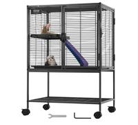 VEVOR Gabbia in Metallo 865 mm per Animali Rotelle 2 Livelli Vassoio e Rampe