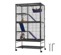 VEVOR Gabbia per Animali in Metallo Rotelle 1640 mm, Grande Gabbia Critter Nation a 4 Livelli, Facile Installare Gabbia per Animali con Rampe e Vassoio, Ruote Bloccabili, Ampio Ripiano di Stoccaggio