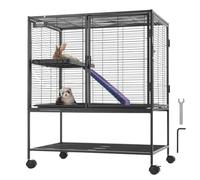 VEVOR Gabbia per Animali in Metallo Rotelle 920 mm, Grande Gabbia a 2 Livelli, Facile Installare Gabbia per Animali con Rampe e Vassoio, Ruote Bloccabili, Ampio Ripiano di Stoccaggio