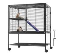 VEVOR Gabbia in Metallo 920 mm per Animali Rotelle 2 Livelli Vassoio e Rampe