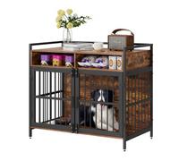 VEVOR Gabbia per Cani 104 x 59 x 91cm Moderna Gabbia per Cane in Legno Tavolino Portaoggetti Uso Interno Doppia Porta Vassoio Facile Montaggio per Cani Capacità Max.136kg, Gabbia Cani Marrone Rustico