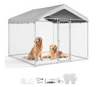 VEVOR Gabbia per Cani 2,3x2,3x2,15m da Esterno, Recinto per Cani con Serratura di Sicurezza e Copertura del Tetto Impermeabile e Resistente a Raggi UV, per Cani di Grossa Taglia Allevamento Animali