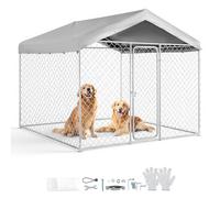 VEVOR Gabbia per Cani 2,3x2,3x2,15m da Esterno, Recinto per Cani con Serratura di Sicurezza e Copertura del Tetto Impermeabile e Resistente a Raggi UV, per Cani di Grossa Taglia Allevamento Animali