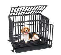 VEVOR Gabbia per Cani con Ruote 119x81x99 cm Gabbia da Trasporto in Metallo per Cucciolo Taglia Media e Grande con Ruote Bloccabili 3 Porte, Gabbiette per Cani Vassoio Rimovibile per Interno Esterno