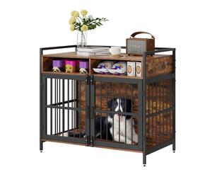 VEVOR Gabbia per Cani in Legno 104 x 59 x 91 cm Doppia Porta Vassoio Uso Interno
