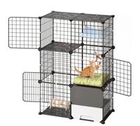 VEVOR Gabbia per Gatti a 3 Livelli 71,1 x 45,5 x 104,1 cm da Montare, Recinto Interno con Lettiera, con Struttura in Filo Metallico Rimovibile, Spazio per Riposo, Colore Nero, per 1-2 Animali Piccoli
