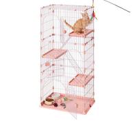 VEVOR Gabbia per Gatti Componibile a 4 Livelli 84 x 60,5 x 163,5 cm Rosa