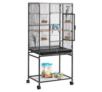 VEVOR Gabbia per Uccelli 625 x 425 x 1370 mm, Parte Superiore Piatta, Gabbia per Uccelli in Ferro Battuto con Trespoli, Vassoio Estraibile e Mangiatoie in Plastica, per Pappagallo, Cinciarella