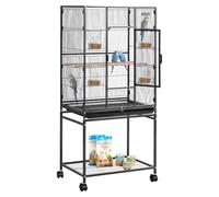 VEVOR Gabbia per Uccelli 625 x 425 x 1370 mm, Parte Superiore Piatta, Gabbia per Uccelli in Ferro Battuto con Trespoli, Vassoio Estraibile e Mangiatoie in Plastica, per Pappagallo, Cinciarella