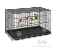 VEVOR Gabbia per Uccelli 76x46x45,5cm Voliera per Pappagalli in Acciaio al Carbonio Q195 Casetta per 2-3 Uccelli di Medie e Piccole Dimensioni con Supporto Posatoi e Vassoio, per Cacatua Parrocchetti