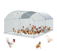 VEVOR Recinto per Galline in Metallo per Esterni 400x300x200 cm, Gabbia per Pollame Telone Impermeabile Tetto Cupola, Recinto per Galline Doppia Porta Rete Metallica per Oche, Anatre, Conigli, Pollame