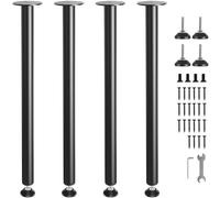 VEVOR Gambe 4 Pezzi Regolabili per Tavolo in Acciaio Altezza 762mm Colore Nero