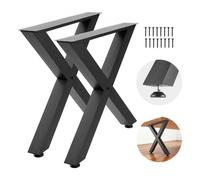VEVOR Gambe per Tavolo in Acciaio, Gambe per Scrivania Smontabili, Design Modulare, Struttura a X, Facile da Montare, Carico Max. 1000 kg, per Tavoli da Caffè e da Lavoro, 75 x 79 cm, 2 Pezzi, Nero