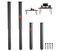 VEVOR Gambe per Tavolo Regolabili in Altezza 61-101,6 cm, Gambe per Scrivania Smontabili in Acciaio con Tubo Quadrato, Carico Max. 544 kg, Montaggio Semplice, per Tavolo da Lavoro, Set da 4, Nero