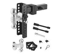 VEVOR Gancio di Traino Regolabile, Attacco a Sfera da 20 cm, Adatto per Ricevitore 5 cm, Gancio di Traino per Rimorchio con Sfere 50/58,7 mm, 9750 kg GTW, Perno Antifurto, Attacco a Sfera Solido