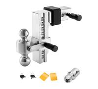 VEVOR Gancio di Traino Regolabile da 203 mm Gancio di Traino, Supporto a Tre Sfere per Ricevitore Gancio da 63,5 mm Dimensioni Sfera di Rimorchio 47,6 mm 50 mm e 58,7 mm Max 8390 kg per Camper, ATV