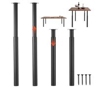 VEVOR Ganmbe per Tavolo Regolabili in Altezza 71-110 cm, Gambe per Scrivania Smontabili in Acciaio, Carico Max. 544 kg, Installazione Rapida, per Scrivania da Ufficio e Tavolo da Bar, Set da 4, Nero