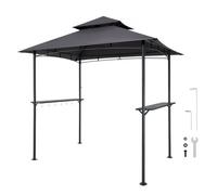 VEVOR Gazebo per Barbecue 243 x 150 cm, Gazebo per Barbecue da Esterno con Tetto a 2 Livelli, Copertura per Barbecue da Giardino in Acciaio Verniciato a Polvere, per Grigliate, Feste, Picnic