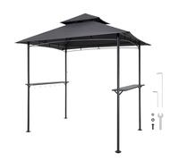 VEVOR Gazebo per Barbecue 243 x 150 cm, Gazebo per Barbecue da Esterno con Tetto a 2 Livelli, Copertura per Barbecue da Giardino in Acciaio Verniciato a Polvere, per Grigliate, Feste, Picnic