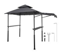VEVOR Gazebo per Barbecue 243x150 cm, Tenda Gazebo per Barbecue da Esterno con Tettoia, Tetto a 2 Livelli, Copertura per BBQ da Giardino in Acciaio Verniciato a Polvere, per Grigliate, Feste, Picnic