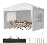 VEVOR Gazebo Pieghevole 2,95x2,95 m da Esterno, Gazebo Pieghevole Portatile Istantaneo con Pareti Laterali, Finestre Ventilate, Tenda all'Aperto Riparo dal Sole per Eventi, Giardino, Bianco