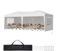 VEVOR Gazebo Pieghevole da Esterno 5,9 x 2,96 x 2,65 m, Tendone da Giardino con Pareti Laterali Finestre Ventilate, Altezza Regolabile in 3 Livelli, Tenda Protezione Solare per Eventi all'Aperto