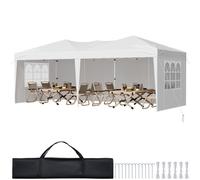 VEVOR Gazebo Pieghevole da Esterno 5,9 x 2,96 x 2,65 m, Tendone da Giardino con Pareti Laterali Finestre Ventilate, Altezza Regolabile in 3 Livelli, Tenda Protezione Solare per Eventi all'Aperto