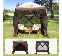 VEVOR Gazebo Pop-Up, Tenda con Schermo Pop-Up, Baldacchino su 4 Lati, Riparo da Sole 4 Panni Antivento Rimovibili Finestre in Rete, con Zanzariera Schermo a Montaggio Rapido 1,83 x 1,83 m Marrone