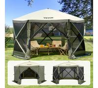 VEVOR Gazebo Pop-Up, Tenda con Schermo Pop-Up, Baldacchino su 6 Lati, Riparo da Sole 6 Panni Antivento Rimovibili Finestre in Rete, con Zanzariera Schermo a Montaggio Rapido 3,66 x 3,66 m Verde