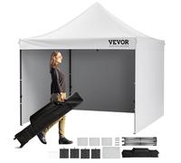 VEVOR Gazebo Tenda Pop-up Pieghevole con Pareti Laterali Rimovibili Gazebo 304,8 x 304,8 cm Portatile con Borsa a Rotelle, Tendalino Impermeabile per Eventi Feste Campeggio all'Aperto Giardino Bianco