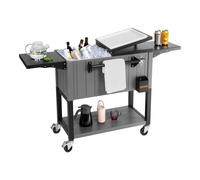VEVOR Ghiacciaia Mobile da 75,71 L, Può Contenere Fino a 50 Bottiglie/110 Lattine, Carrello Portatile per Bevande da Bar per Feste, per Bevande con Ripiani Inferiore e Laterali Ruote e Apribottiglie
