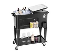 VEVOR Ghiacciaia Mobile da 75,71 L, Può Contenere Fino a 50 Bottiglie/110 Lattine, Carrello Portatile per Bevande da Bar per Feste, Contenitore per Bevande con Cestino Laterale e Apribottiglie, Nero