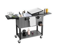 VEVOR Ghiacciaia Mobile da 75,71 L, Può Contenere Fino a 50 Bottiglie/110 Lattine, Carrello Portatile per Bevande da Bar per Feste, per Bevande con Ripiani Inferiore e Laterali Ruote e Apribottiglie