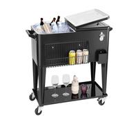 VEVOR Ghiacciaia Mobile da 75,71 L, Può Contenere Fino a 50 Bottiglie/110 Lattine, Carrello Portatile per Bevande da Bar per Feste, Contenitore per Bevande con Cestino Laterale e Apribottiglie, Nero