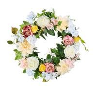 VEVOR Ghirlanda Decorativa Artificiale, 60,96 cm Bianca, Rosa e Gialla, Decorata con Peonie, Ortensie, Ghirlanda per Tutto l'Anno, Decorazioni Interni Esterni, per Pareti di Casa, Festival, Matrimoni