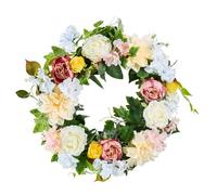 VEVOR Ghirlanda Decorativa Artificiale, 60,96 cm Bianca, Rosa e Gialla, Decorata con Peonie, Ortensie, Ghirlanda per Tutto l'Anno, Decorazioni Interni Esterni, per Pareti di Casa, Festival, Matrimoni