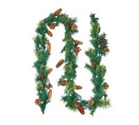Ghirlanda di Natale VEVOR, ghirlanda di abete artificiale da 2750 mm con luci fiabesche, decorazione natalizia con grappoli di bacche, aghi di pino, pigne, collezione natalizia realistica per caminett