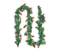 Ghirlanda di Natale VEVOR, ghirlanda di abete artificiale da 2750 mm con luci fiabesche, decorazione natalizia con grappoli di bacche, aghi di pino, pigne, collezione natalizia realistica per caminett
