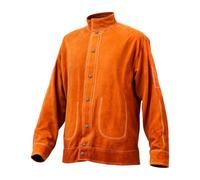 VEVOR Giacca da Saldatore Ignifuga, Taglia M, Giacca di Sicurezza Impermeabile e Resistente al Calore in Pelle Bovina Resistente con Bottoni Automatici, 4 Tasche e Polsini Regolabili per Acciaierie