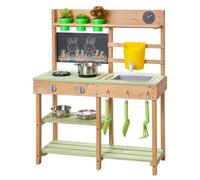 VEVOR Giocattolo da Cucina in Legno per Bambini 762 x 324 x 914 mm, Cucine da Gioco da Esterno con Fornelli, Serbatoio, Lavello, Pale da Piantagione, Scatola, Pentole e Accessori, per la Casa, Prato