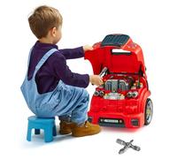VEVOR Giocattolo Motore, 60 Pezzi, Set Riparazione Auto Meccanico Bambini con Parti Rimovibili, Luci e Suoni, Volante e Clacson, Set Officina Meccanico Bambini, Giocattolo Interattivo, Rosso