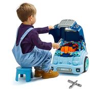 VEVOR Giocattolo Motore, 60 Pezzi, Set Riparazione Auto Meccanico Bambini con Parti Rimovibili, Luci e Suoni, Volante e Clacson, Set Officina Meccanico Bambini per Bambini dai 3 Anni in su, Blu