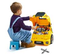 VEVOR Giocattolo Motore, 60 Pezzi, Set Riparazione Auto Meccanico Bambini con Parti Rimovibili, Luci e Suoni, Volante e Clacson, Set Officina Meccanico Bambini, Giocattolo Interattivo, Giallo