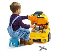 VEVOR Giocattolo Motore, 60 Pezzi, Set Riparazione Auto Meccanico Bambini con Parti Rimovibili, Luci e Suoni, Volante e Clacson, Set Officina Meccanico Bambini, Giocattolo Interattivo, Giallo