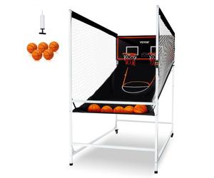 VEVOR Gioco Arcade di Pallacanestro Pieghevole, 5 Palloni 8 Modalità 2 Persone, Sport Domestico, Tabellone Segnapunti Elettronico LCD e Pompa di Gonfiaggio, Gioco per Bambini, Adulti, Bianco Nero