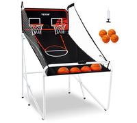 VEVOR Gioco Arcade di Pallacanestro Pieghevole, Sport Domestico, 2 Persone 4 Palloni 8 Modalità, Tabellone Segnapunti Elettronico LCD e Pompa di Gonfiaggio, Gioco per Bambini, Adulti, Bianco Nero