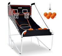 VEVOR Gioco Arcade di Pallacanestro Pieghevole, Sport Domestico, 2 Persone 5 Palloni 8 modalità, Tabellone Segnapunti Elettronico LCD e Pompa di Gonfiaggi, Bianco Nero