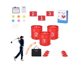 VEVOR Gioco da Golf da Giardino, Campo da Golf a 3 Buche, Giochi di Pratica del Gioco del Golf con Secchio per Famiglie, Adulti e Bambini, Gioco di Golf Portatile per Esterni per Cortile, Campeggio